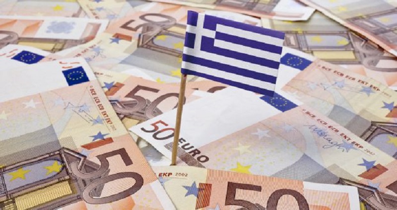 Bandeira da Grécia e euros