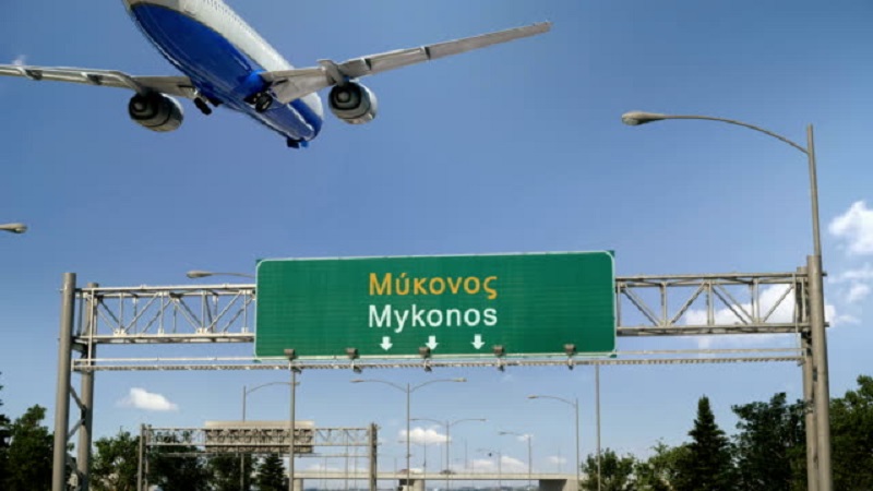 Entrada do aeroporto de Mykonos