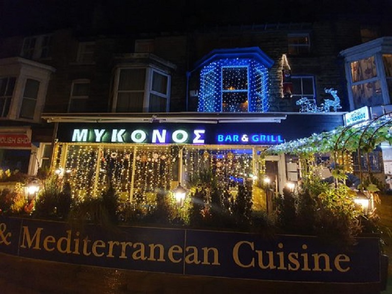 Restaurante durante o Natal em Mykonos