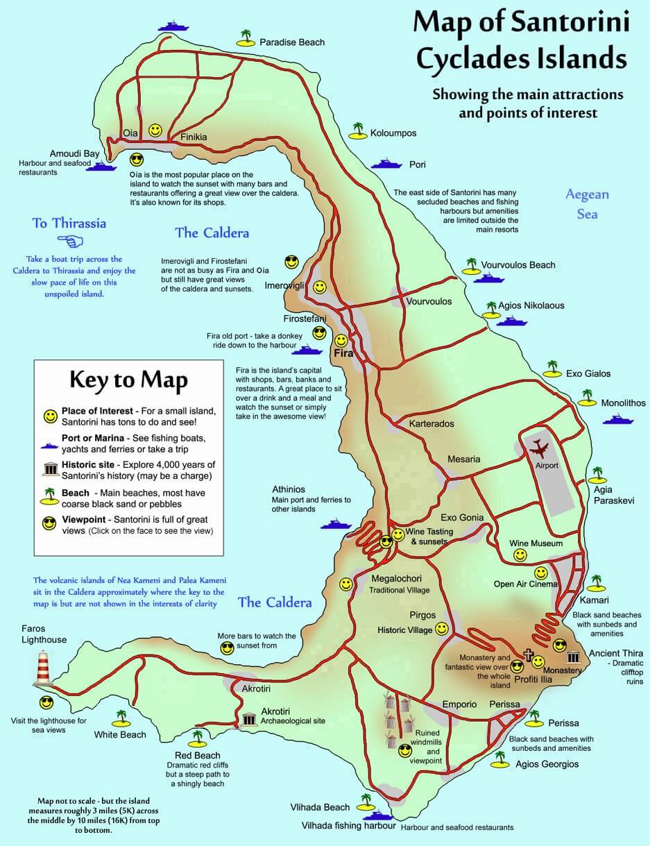 Mapa turístico de Santorini