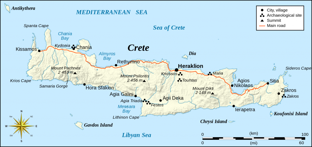 Mapa turístico de Creta