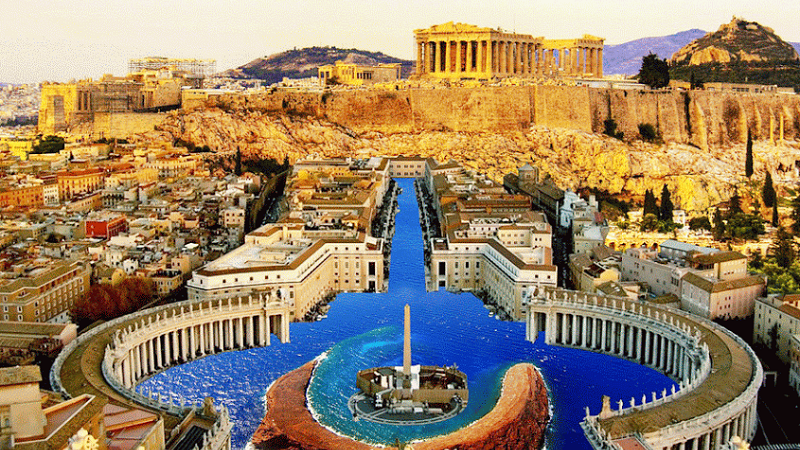 Vista da velha Atenas
