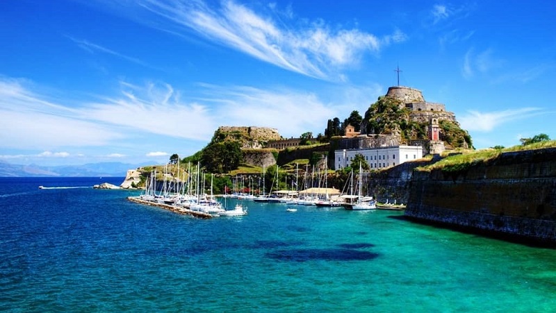 Pontos turísticos em Corfu na Grécia