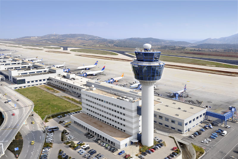 Vista aérea do Aeroporto Internacional de Atenas
