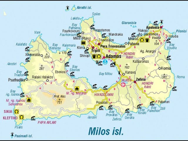 Mapa turístico de Milos